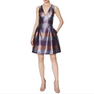 Laundry Women  Striped Metallic Fitand Flare Mini Dress